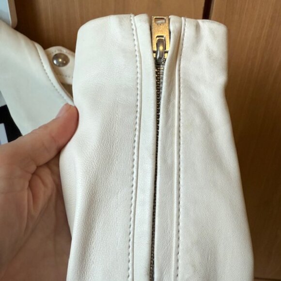 Pre-Loved IRO Cream Lamb Leather Motorcycle Jacket - EU 36 or XS - Picture 5 of 10